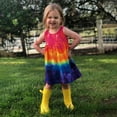 thumbnail image 4 of FRSASU Kids Dress ,Baby Girls' Dresses Toddler Infant Colorful Bandhnu Tie-Dye Clothes Outfits, 4 of 9