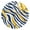 Gold, variant on Yellow Blue Zabra Skin Stripes Round Wall Clock Silent Analog Battery Operated Gold Pointer Home Decor 9.84" Diameter