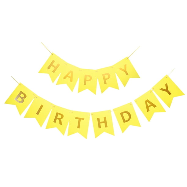 Pancarta de Feliz Cumpleaños de 6.7 x 4.7 Pulgadas para Decoraciones de Fiesta, Amarillo