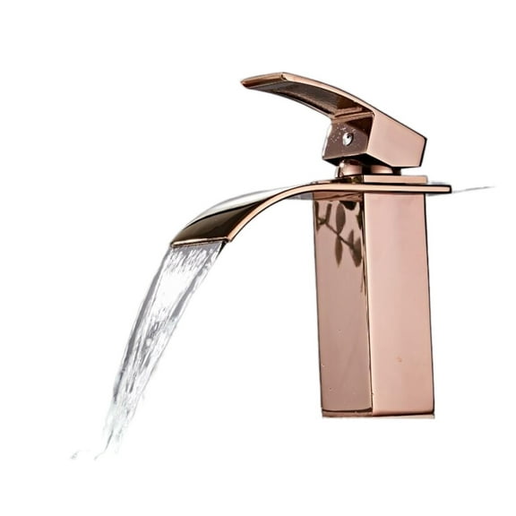 Rose Gold Bathroom Faucet Brass Bathroom Basin Faucet Cold And Hot Waterfall Mixer Sink Tap Single Handle Deck Mounted Tap