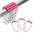 thumbnail image 1 of XINQIHANG Rustproof Stainless Steel Shower Curtain Rings Hooks Set of 12 (Magenta), 1 of 7