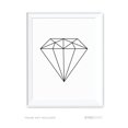 thumbnail image 1 of Diamond Geometric Shapes Origami Wall Art Black White Minimalist Print, 1 of 2
