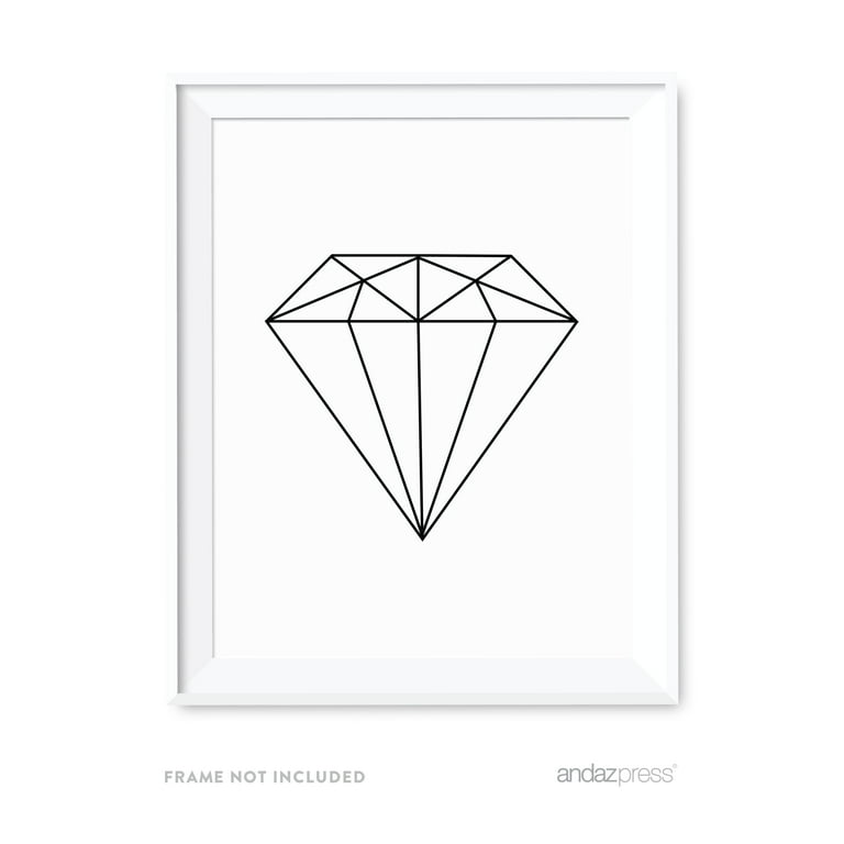 Diamond Geometric Shapes Origami Wall Art Black White Minimalist