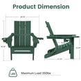 thumbnail image 3 of JUSTLET Outdoor Patio Chair with 2 Cup Holder, HDPE Folding Adirondack Chair,Dark Green, 3 of 11