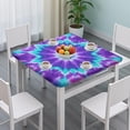 thumbnail image 3 of Purple Blue Tie Dye Spiral Pattern Square Fitted Tablecloth with Elastic Edge,Square Table Cover,Washable Elastic Table Cover for Home Kitchen Party Decor 34"x34", 3 of 6