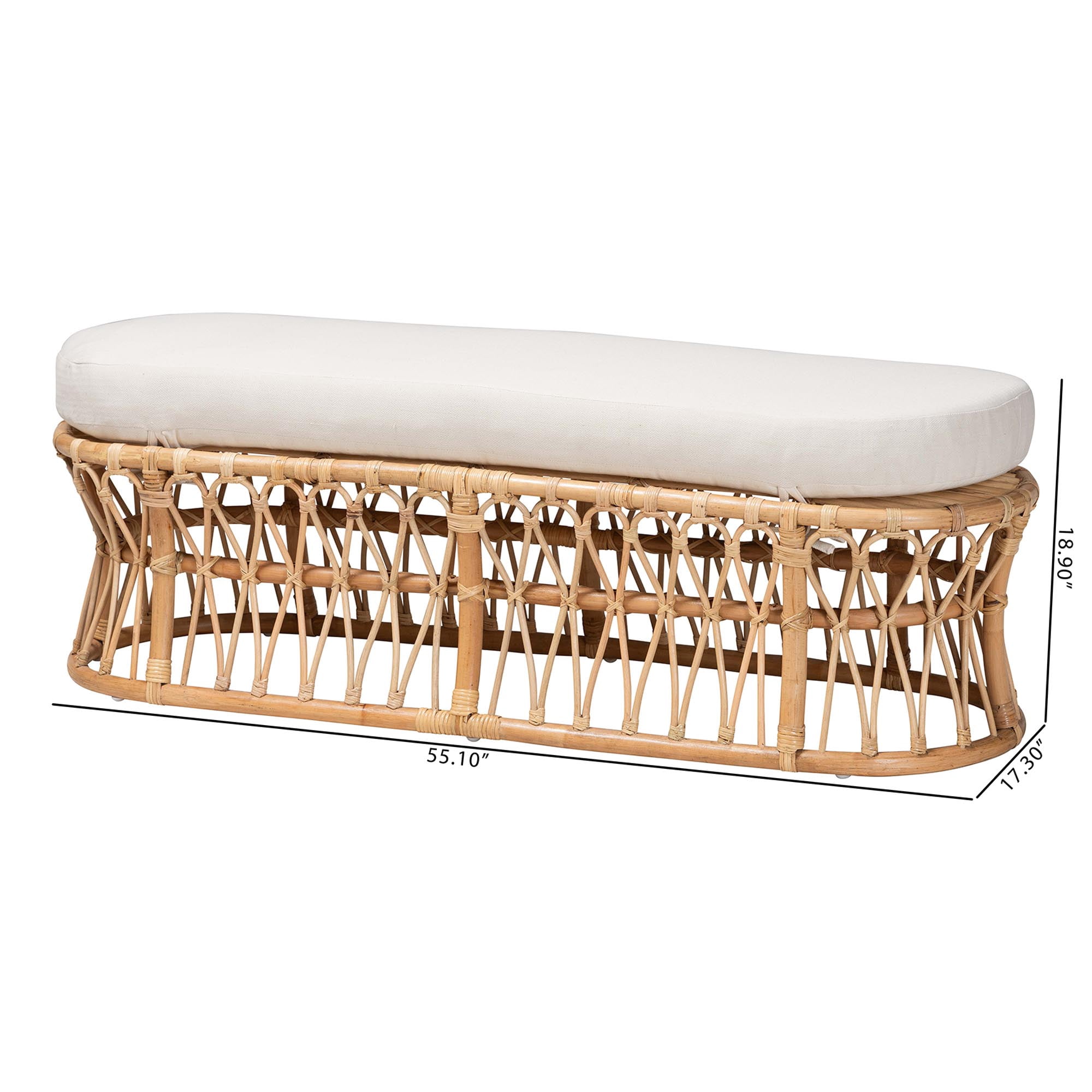 bali & pari Adelpha Boho Accent Bench, Natural