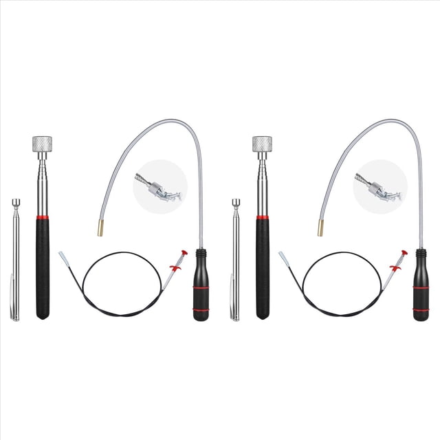 Juego de 8 Herramientas de Recogida Magnética Telescópica, Herramienta de Recogida Telescópica Magnética Extensible de 1 A 15 Libras y Resorte Flexible de 23 Pulgadas