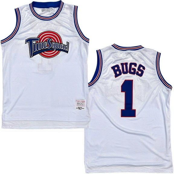 Bugs Bunny Tune Squad Space Jam Headgear Classics Embroidered Basketball Jersey (X-Large, White)