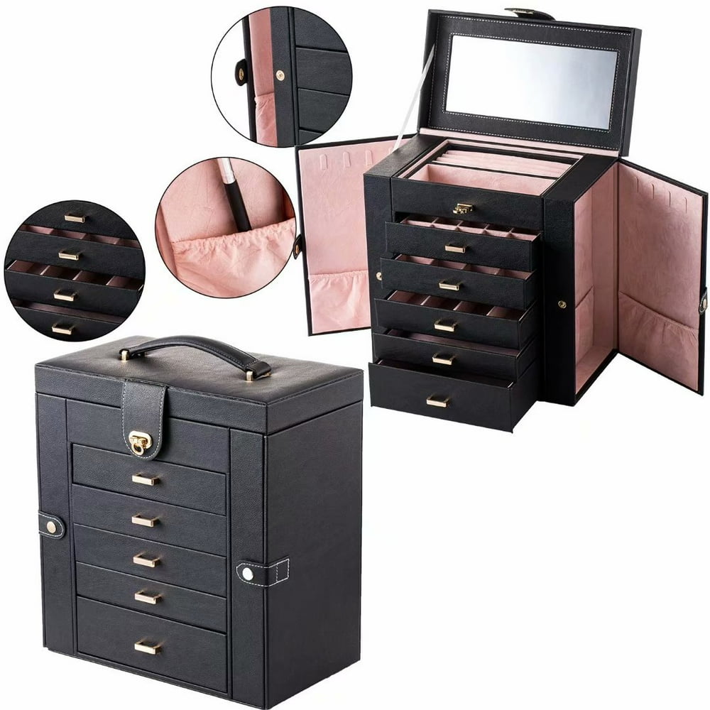 cottcuboaba Clearance! Jewelry Box Organizer Functional Huge Lockable