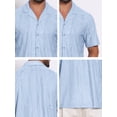 thumbnail image 7 of DARING DIVA Men's Camp Collar Button Down Short Sleeve Distressed Ripped Shirts L Blue, 7 of 7
