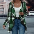 thumbnail image 3 of Otntypg Wool Blend Plaid Jackets for Women Lightweight Casual Fall Winter Open Cardigan Outwear Tops Loose Fit Shawl Collar Flannel Shacket Jacket Green XXL, 3 of 8