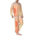 thumbnail image 2 of Naloa The Sunset of Dandelion Men’s Pajamas Set - Long Sleeve Button Down Sleep Shirt and Pajama Bottoms Sleepwear Set-XX-Large, 2 of 7