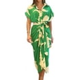 thumbnail image 2 of SDONGRUG Robe Chemise Longue Taille Haute à Manches Courtes Imprimée pour Femmes Été 2024, 2 of 8