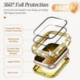 thumbnail image 2 of 2-in-1 Waterproof Bling Case for Apple Watch Series 6/5/4/SE 44mm Screen Protector Case, Diamond Protective Face Cover iWatch Series 6/5/4/SE 44mm Crystal Rhinestone Bumper Accessories Women,Gold, 2 of 5