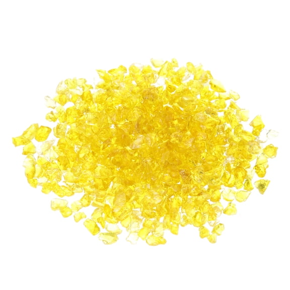 Uxcell 0.66 Pound Fire Glass Stone, 6-9mm Reflective Fire Pit Glass Rock for Fireplace, Yellow