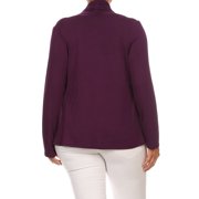 MOA COLLECTION Womens Plus Size Solid Casual Long Sleeve Drape Front Open Jacket Cardigan