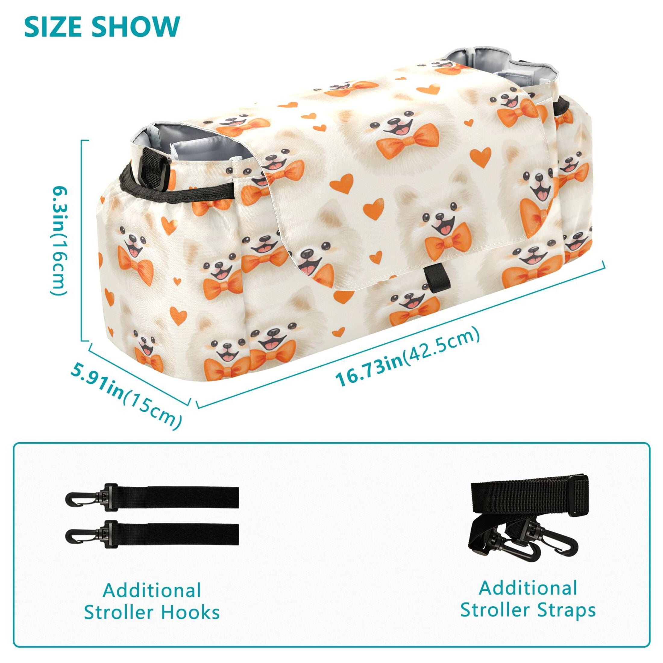 DIXRUYEE Stroller Organizer Pomeranian Party Printed