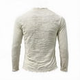 thumbnail image 4 of UDAUDU Mens Linen Shirts Long Sleeve Summer Fall Vintage V Neck T Shirts Men Frayed Raw Edges Beach Vacation Tassel Tops Beige XL, 4 of 5
