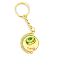 thumbnail image 1 of Acuarela pintada a mano verde dona postre Anillo de oro de metal llavero llavero, 1 of 3