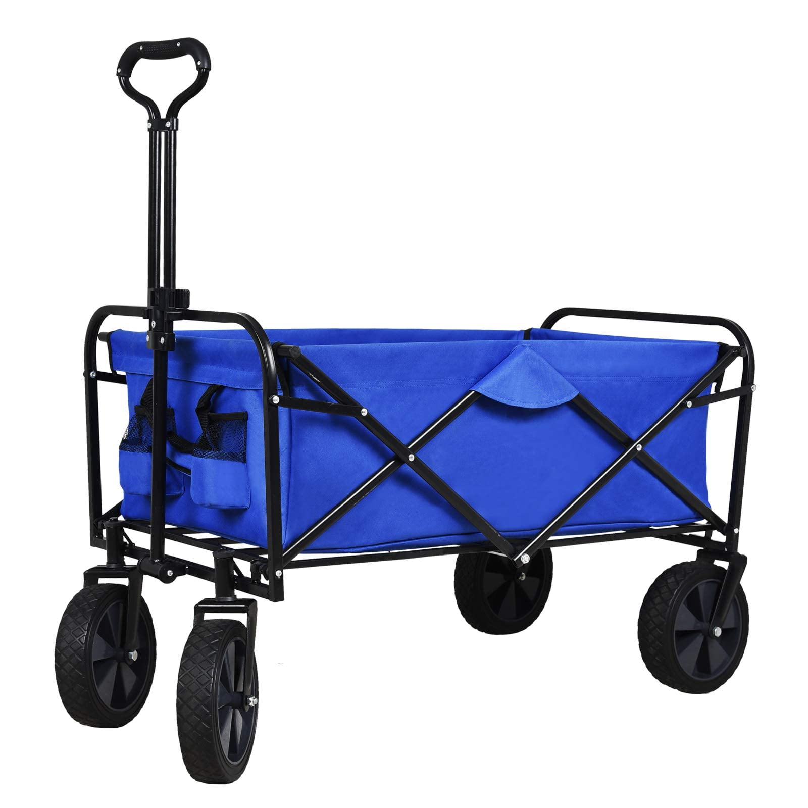 SUNCOO Folding Push Wagon Cart, Collapsible Outdoor Utility Camping Grocery wagon, Sturdy