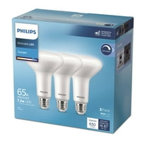 Philips LED 65-Watt BR30 Light Bulb, Frosted Daylight, Dimmable, E26 Base (3-Pack)