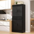 thumbnail image 6 of Modern Fluted Pantry Cabinet, 71'' Tall, Adjustable Shelves, Door Racks, Freestanding, 6 of 7
