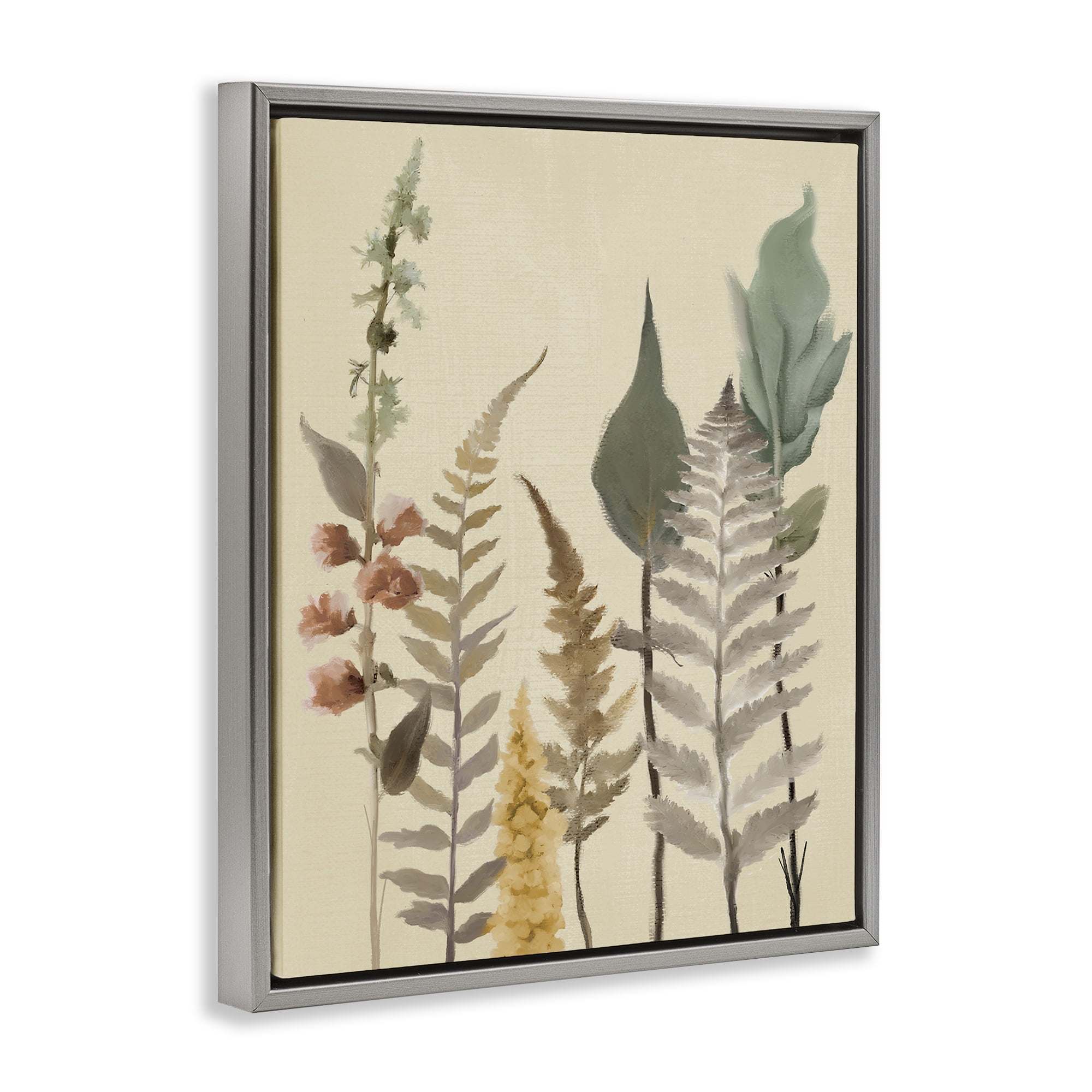 Stupell Industries Fall Botanicals Forest Ferns Gray Framed Floater Canvas Wall Art, design by Elizabeth Medley