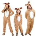 thumbnail image 2 of JAJAHO Womens Christmas Pajamas Reindeer Onesie Antler Hooded Fluffy Long Sleeve Zipper Jumpsuits Xmas Holiday Home Clothes, 2 of 7