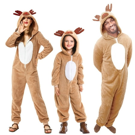 

Family Christmas Pajamas Set Hoodie Pajamas Jumpsuit Romper Holiday Pjs Hooded Sleepwear