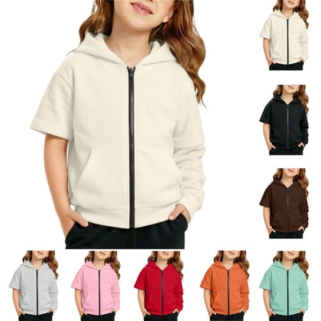 YOUYEDIAN Kids Jacket Casual Fashion Zip Up Removable Long Sleeve Solid Color Hooded Coat