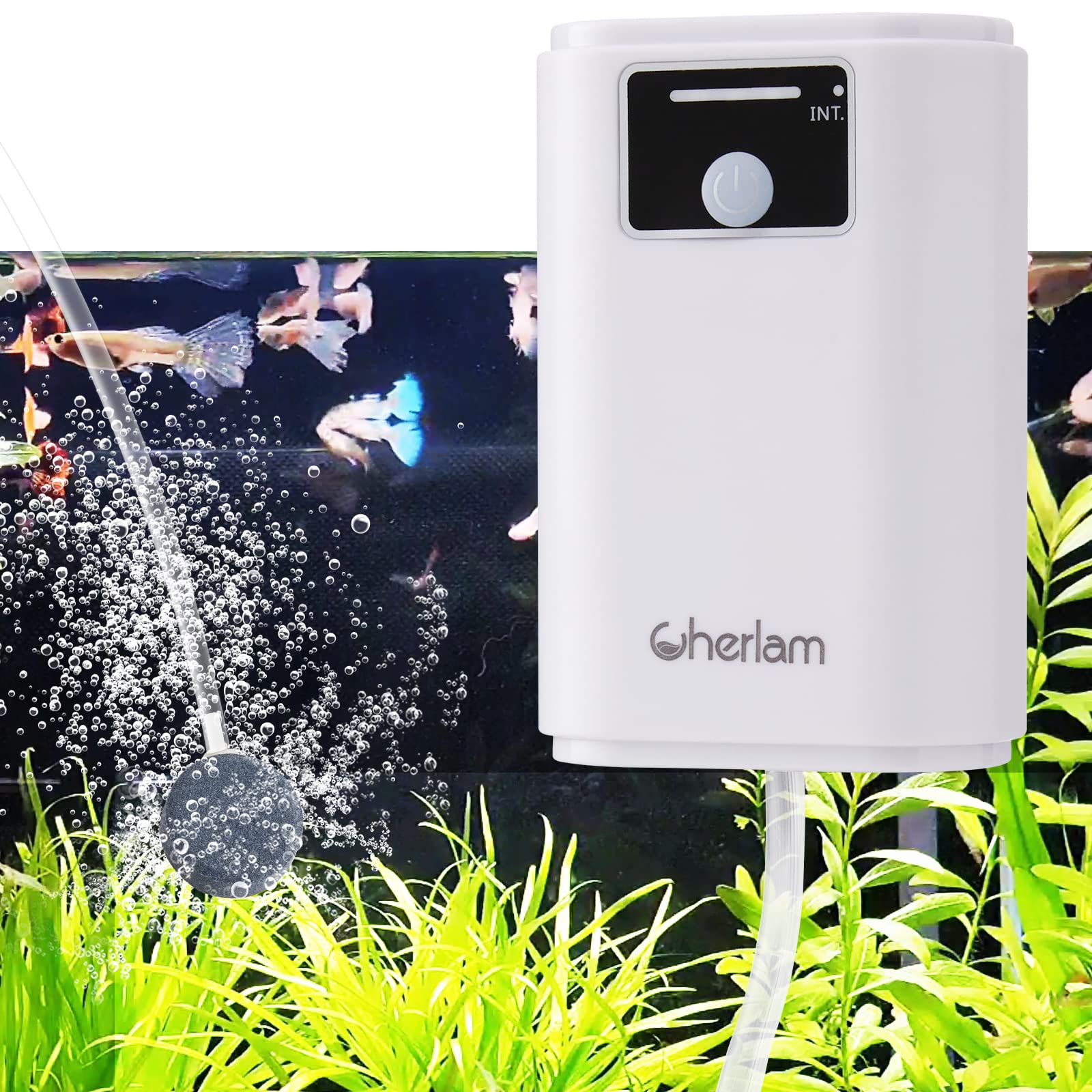 Aquarium Air Pump,CHERLAM Rechargeable&Portable Fish Aerator Pump