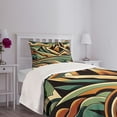 thumbnail image 3 of Ambesonne Lake Quilted Bedspread Set 2 Pcs, Mountain Landscape Mid Century, Twin Size, Orange Almond Green, 3 of 5