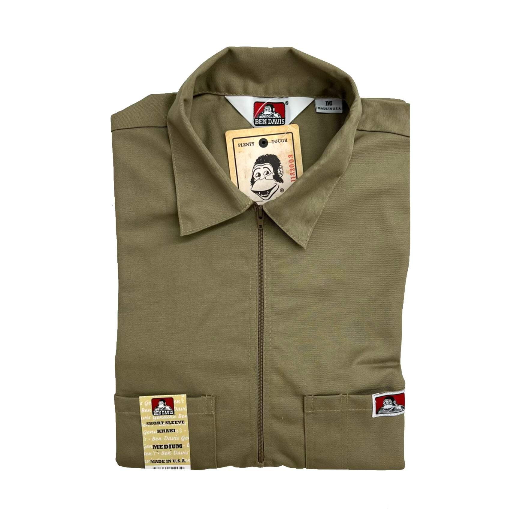 Ben Davis Men's Half-Zip Short Sleeve Collared Solid Work