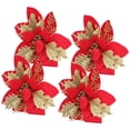 thumbnail image 3 of Adornos Para árbol De Navidad, Atractiva Flor Artificial Con Purpurina Navideña, Flor De Navidad Falsa De Larga Duración Para Fiesta Y Boda, 3 of 7