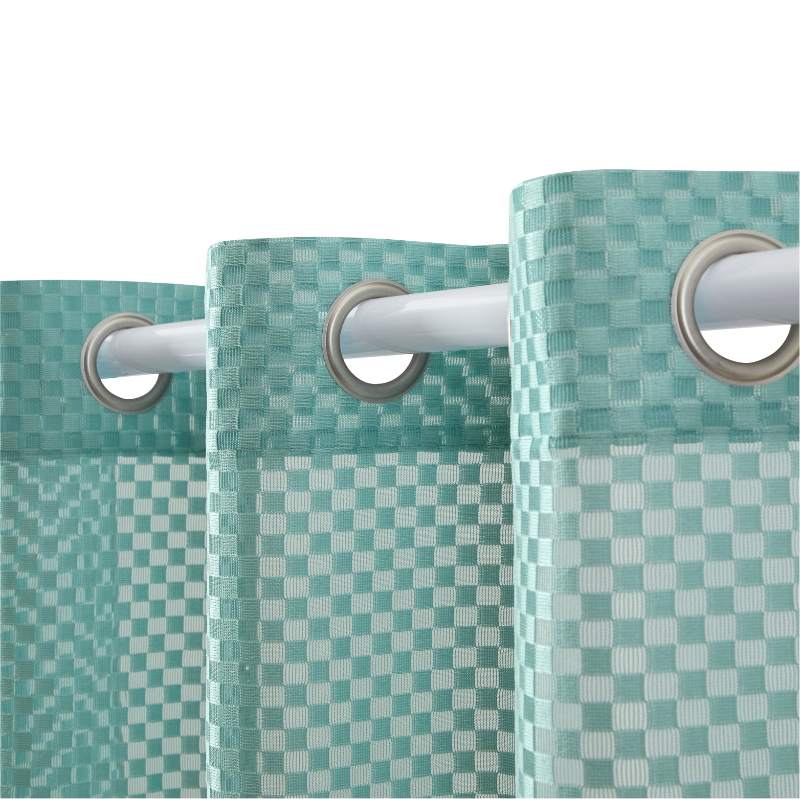 Urban Shop 38" x 84" Sheer Light-Filtering Single Curtain Panel, Aqua Colorblock