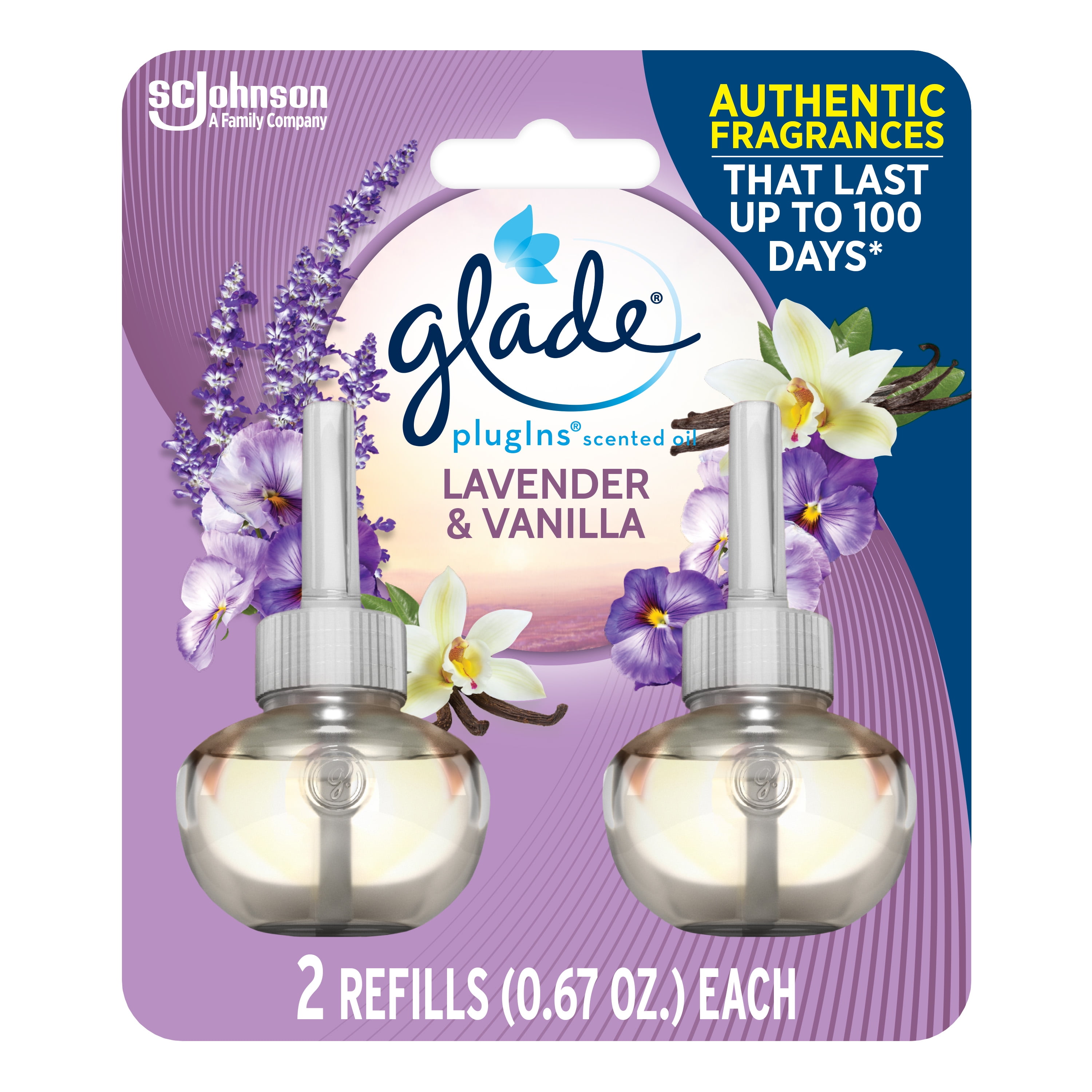 Glade PlugIns Refill 2 CT, Lavender & Vanilla, 1.34 FL. OZ. Total