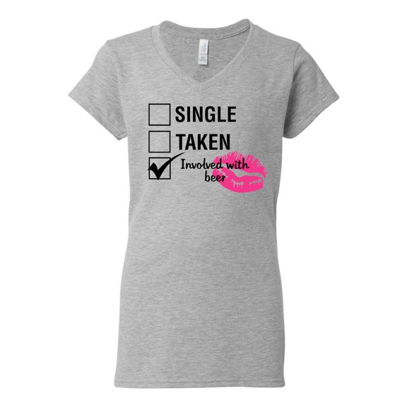 Involved with Beer Valentine's Day Women's V-Neck Shirt-Sports Grey-Small