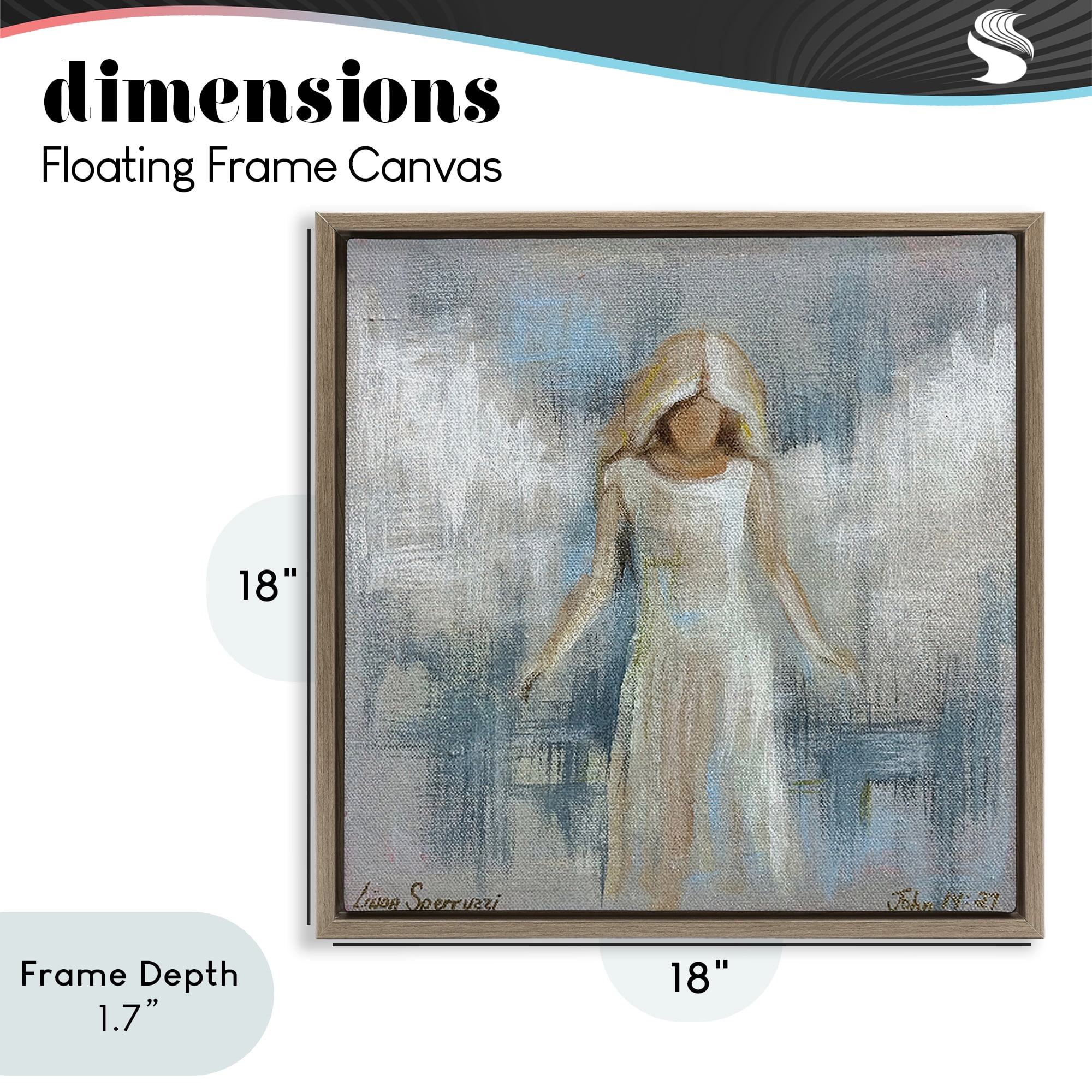 Stupell Industries Ethereal Peace Angel Brown Framed Floater Canvas Wall Art, design by Linda Sperruzzi