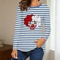 thumbnail image 2 of DHFJKG Long Sleeve T Shirt For Women Carnival Striped Graphic Tee Holiday Festival Crewneck Shirt Spring Fall Loose Fit Tunic Trendy Tops, 2 of 4