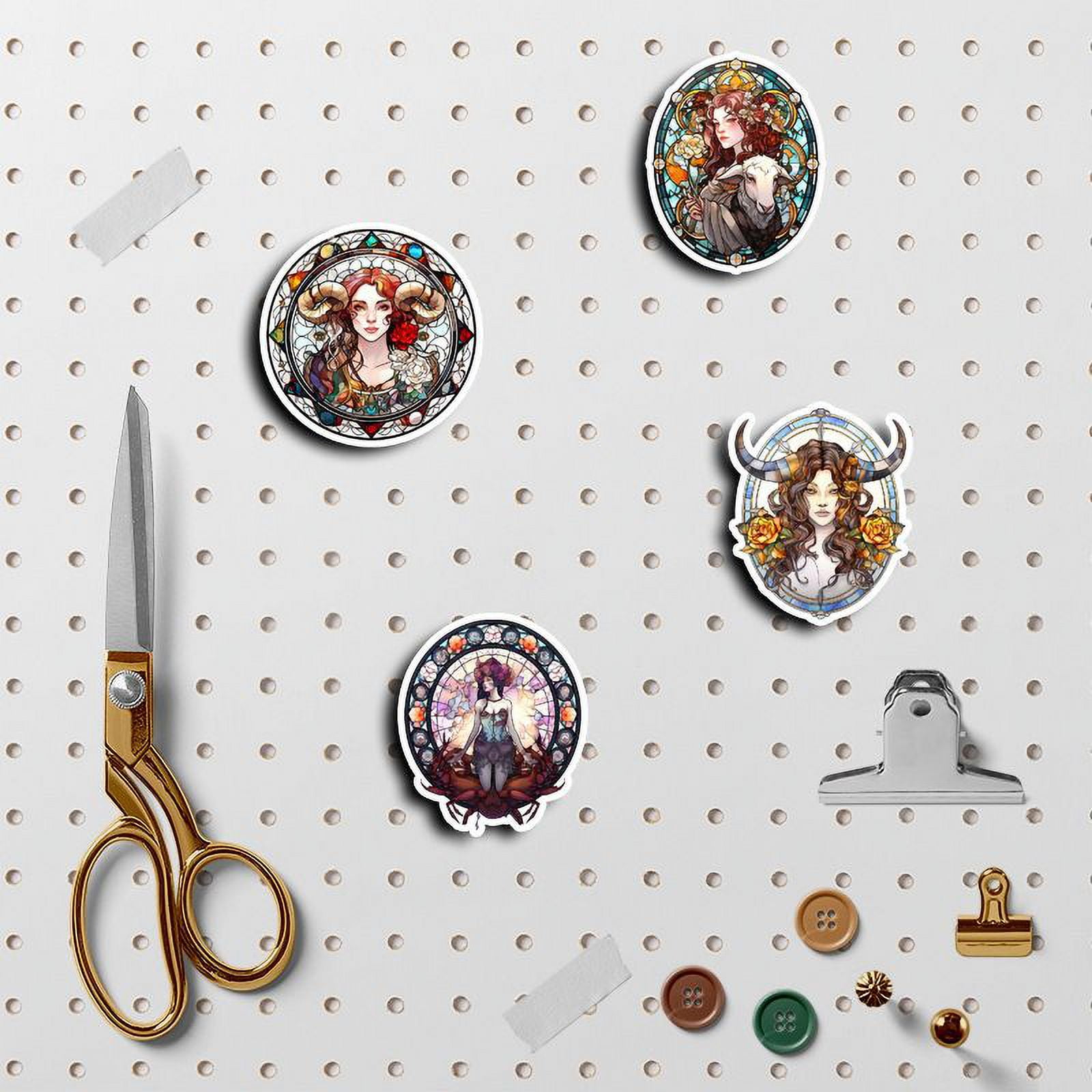 New Zodiac Sign Stickers - Vintage Painted Character Waterproof Decals for DIY Journals