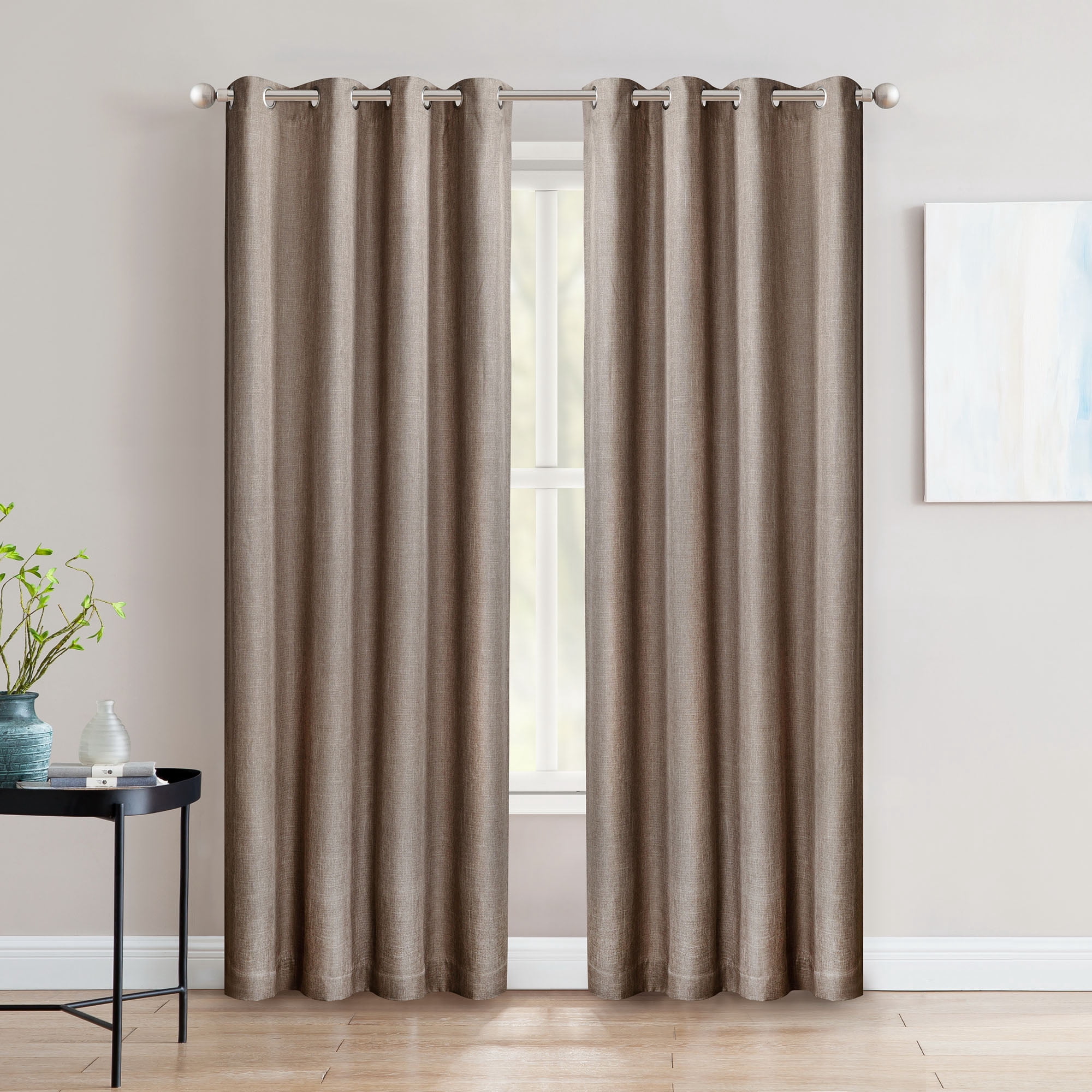 SUN+BLK Thermal Weave Blackout Grommet Single Curtain 52"x84" - Walmart