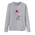 thumbnail image 3 of Oiangi Women's Breast Cancer Shirts Pink Ribbon Long Sleeve Crewneck T-Shirts Fall Casual Awareness Support Tops Gray 2XL, 3 of 3