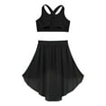 thumbnail image 4 of iixpin Kids Girls Lyrical Dance Outfits Set Crisscross Back Crop Tops and Chiffon Skirts Performance Costume Black 8, 4 of 7