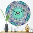 thumbnail image 2 of Designart 'Turquoise Wavy Circles and Curves' Modern Wood Wall Clock, 2 of 5