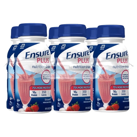 Ensure Plus Nutrition Shake, Strawberry 8 oz bottles (case of 24)