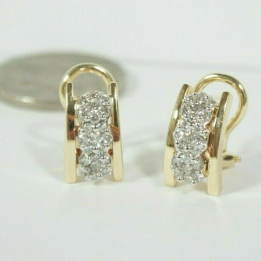 2.00 Ct Round Cut VVS1/D Diamond Huggie Hoop Earrings 14K Yellow Gold Finish Silver