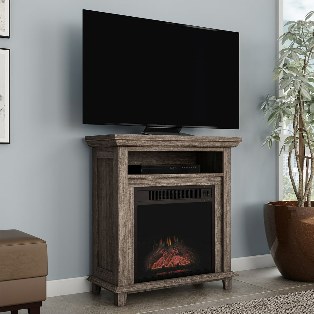 Electric Fireplace TV Stand 29” Freestanding Console with Shelf, Faux