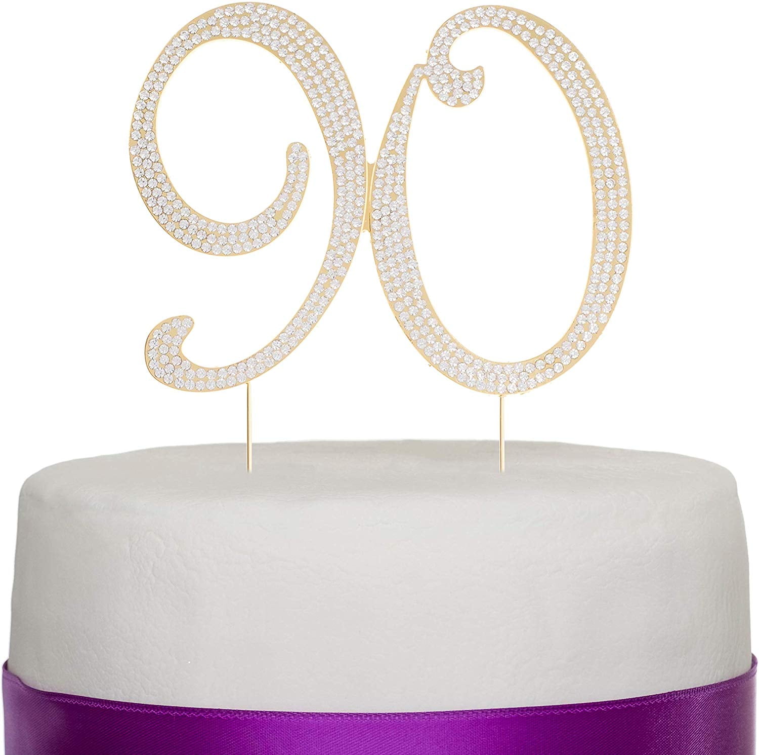 Large Rhinestone Crystal 90th Birthday Anniversary Number Cake Topper 