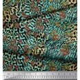 thumbnail image 3 of Soimoi Blue Velvet Fabric Leopard & Peacock Animal Skin Printed Fabric 1 Yard 60 Inch Wide, 3 of 3
