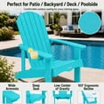 thumbnail image 3 of Y&M Adirondack Chair, HDPE Weather Resistant Outdoor Chair with Cup Holder, Aruba Blue, 3 of 8